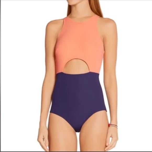 Cupshe Coral Navy Cut Out One Piece Padded Swimsuit - Picture 1 of 7